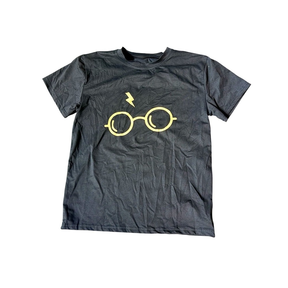 Harry Potter Lightning Glasses and Scar Graphic Black T-Shirt Size XS